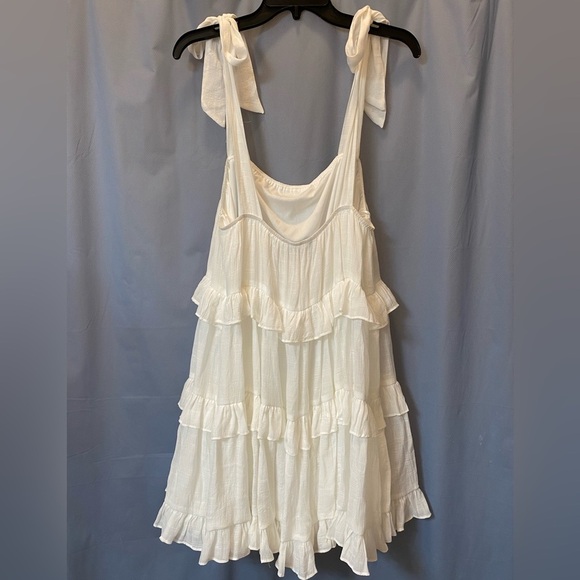 Ladies Aakaa Tiered Beachy Dress Adjustable Tie Shoulder Straps Size Large New - Picture 4 of 9